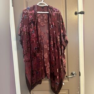 Torrid Burgundy Floral Kimono